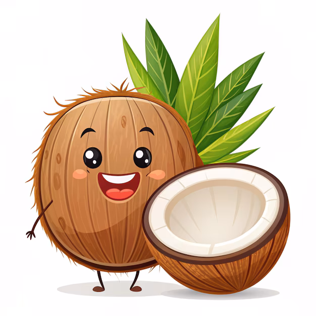 coconut fruit cartoon vector icon illustration food nature icon concept isolated premium vector flat cartoon style 839035 1768873